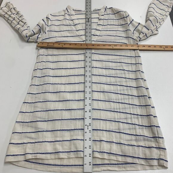 J Crew Striped Tunic Shirt Womens XS Extra Small Low Cut V Neck 3/4 Sleeves Top - Picture 6 of 11